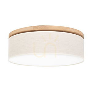 Ignis Ceiling Light, Oiled Oak, Beige Shade, 3xE27, Ø48 cm 0 Ignis Ceiling Light, Oiled Oak, Beige Shade, 3xE27, Ø48 cm small 0