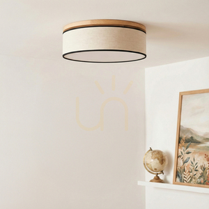 Ignis Ceiling Light, Oiled Oak, Beige-Black Shade, 3xE27, Ø48 cm 1 Ignis Ceiling Light, Oiled Oak, Beige-Black Shade, 3xE27, Ø48 cm small 1