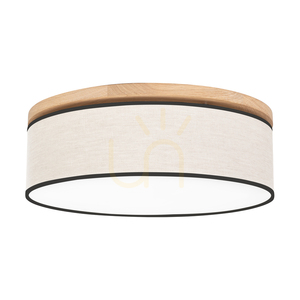Ignis Ceiling Light, Oiled Oak, Beige-Black Shade, 3xE27, Ø48 cm 0 Ignis Ceiling Light, Oiled Oak, Beige-Black Shade, 3xE27, Ø48 cm small 0