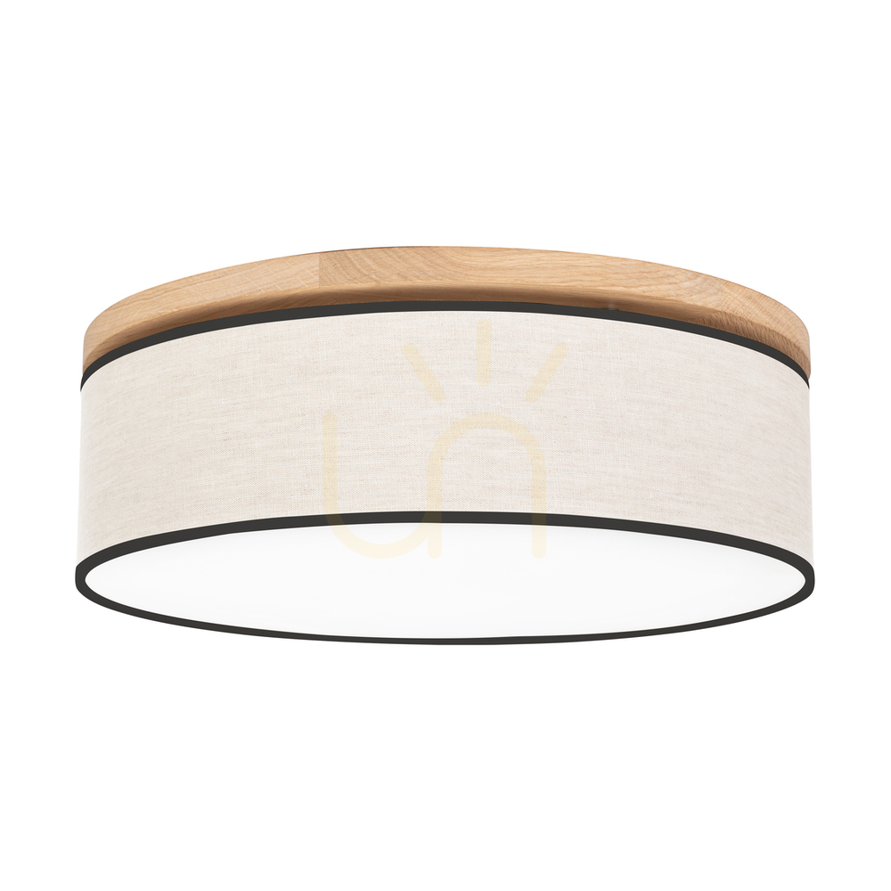 Check Ignis Ceiling Light, Oiled Oak, Beige-Black Shade, 3xE27, Ø48 cm Ignis Ceiling Light, Oiled Oak, Beige-Black Shade, 3xE27, Ø48 cm
