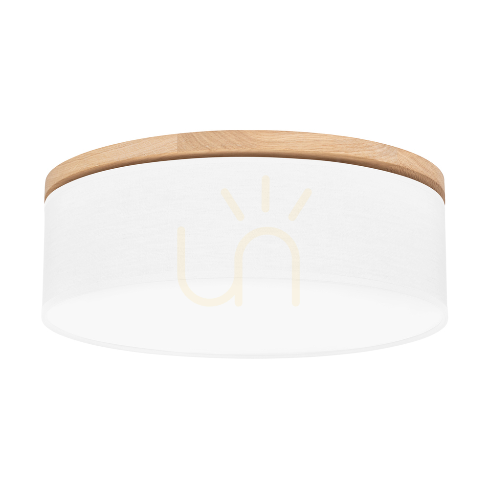 Check Ignis Ceiling Light, Oiled Oak, White Shade, 3xE27, Ø48 cm Ignis Ceiling Light, Oiled Oak, White Shade, 3xE27, Ø48 cm