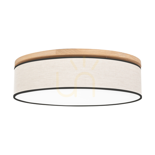 Check Ignis Ceiling Lamp, Oiled Oak, Beige-Black Shade, 4xE27, Ø58 cm