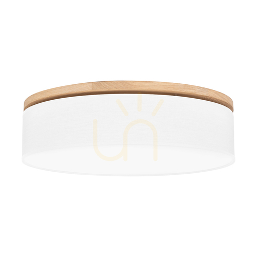 Check Ignis Ceiling Light, Oiled Oak, White Shade, 4xE27, Ø58 cm