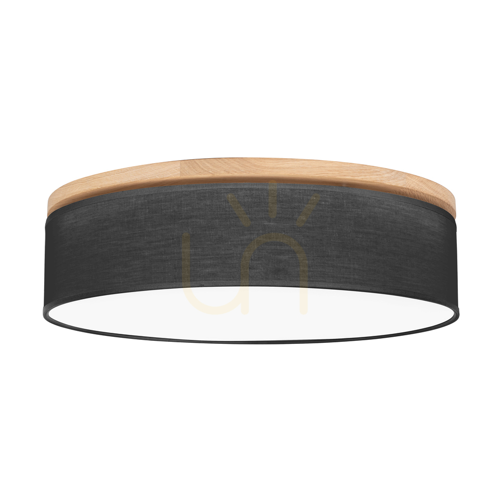 Check Ignis Ceiling Light, Oiled Oak, Black Shade, 4xE27, Ø58 cm Ignis Ceiling Light, Oiled Oak, Black Shade, 4xE27, Ø58 cm