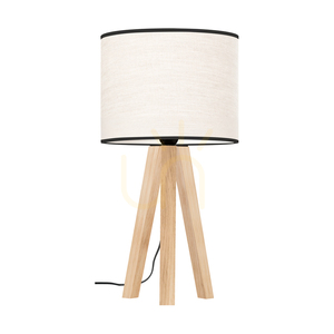 Solea Table Lamp, Oiled Oak, Beige-Black Lampshade, 1xE27, Ø22 cm small 0