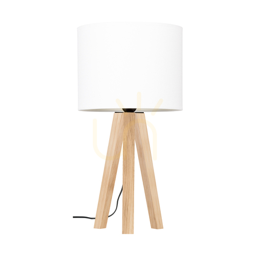 Check Solea Table Lamp, Oiled Oak, White Lampshade, 1xE27, Ø22 cm