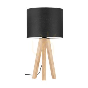 Solea Table Lamp, Oiled Oak, Black Lampshade, 1xE27, Ø22 cm small 0