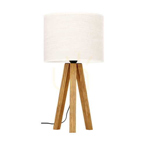 Check Solea Table Lamp, Brown, Beige Lampshade, 1xE27, Ø22 cm