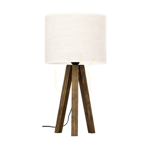 Check Solea Table Lamp, Walnut, Beige Lampshade, 1xE27, Ø22 cm