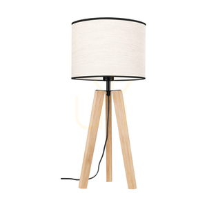 Solea Table Lamp, Oiled Oak/Black, Beige-Black Lampshade, 1xE27, Ø30 cm small 0
