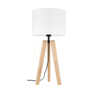 Solea Table Lamp, Oiled Oak/Black, White Lampshade, 1xE27, Ø30 cm small 0