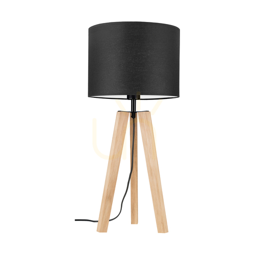 Check Solea Table Lamp, Oiled Oak/Black, Black Lampshade, 1xE27, Ø30 cm