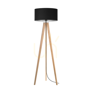 Solea Floor Lamp, Oiled Oak/Black, Black Lampshade, 1xE27, Ø50 cm small 0