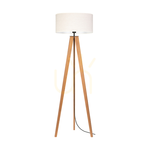 Check Solea Floor Lamp, Brown/Black, Beige Lampshade, 1xE27, Ø50 cm