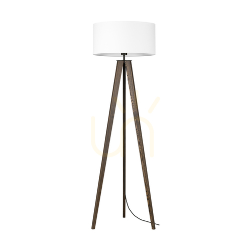 Check Solea Floor Lamp, Walnut/Black, White Shade, 1xE27, Ø50 cm