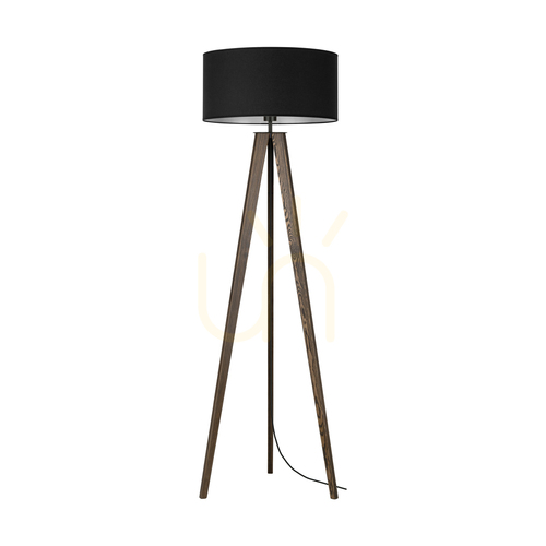 Check Solea Floor Lamp, Walnut/Black, Black Lampshade, 1xE27, Ø50 cm