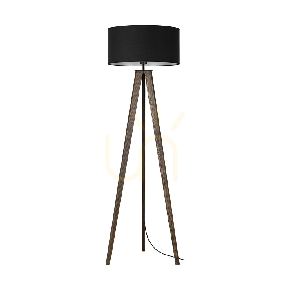 Check Solea Floor Lamp, Walnut/Black, Black Lampshade, 1xE27, Ø50 cm Solea Floor Lamp, Walnut/Black, Black Lampshade, 1xE27, Ø50 cm