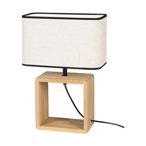 Silva Table Lamp, Oiled Oak/Black, Beige-Black Lampshade, 1xE27, 30 cm small 0