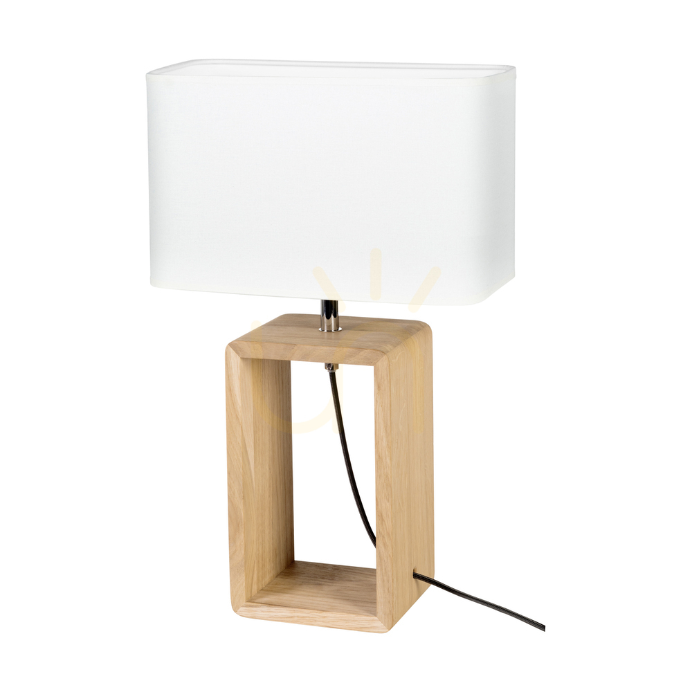Check Silva Table Lamp, Oiled Oak/Chrome, White Lampshade, 1xE27, 30 cm Silva Table Lamp, Oiled Oak/Chrome, White Lampshade, 1xE27, 30 cm