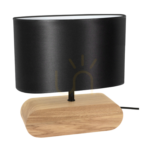 Check Braze Table Lamp, Oiled Oak/Black, Black Lampshade, 1xE27, 30 cm