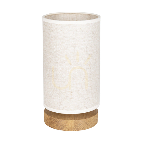 Check Nigella Table Lamp, Oiled Oak, Beige Lampshade, 1xE27, Ø12 cm