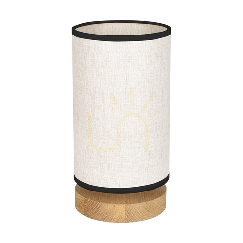 Check Nigella Table Lamp, Oiled Oak, Beige-Black Lampshade, 1xE27, Ø12 cm