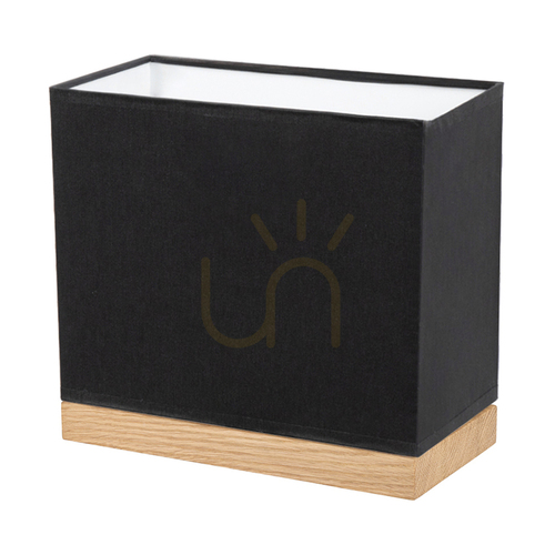 Check Nigella Table Lamp, Oiled Oak, Black Lampshade, 1xE27, 24 cm