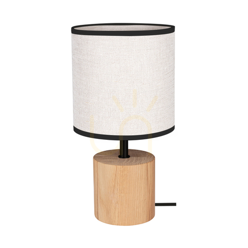 Check Arden Table Lamp, Oiled Oak/Black, Beige-Black Lampshade, 1xE27, Ø17 cm