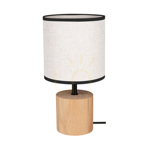 Arden Table Lamp, Oiled Oak/Black, Beige-Black Lampshade, 1xE27, Ø17 cm small 0