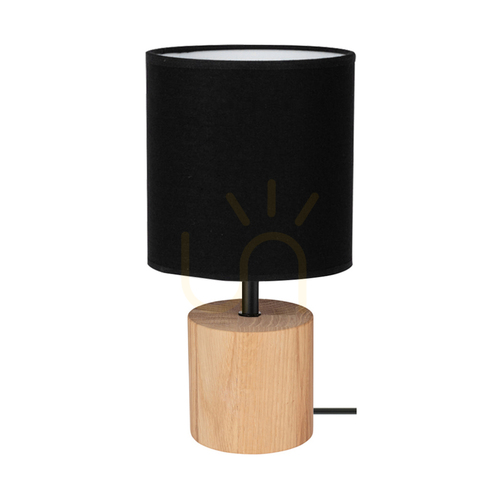 Check Arden Table Lamp, Oiled Oak/Black, Black Lampshade, 1xE27, Ø17 cm