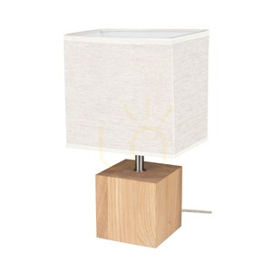 Arden Table Lamp, Oiled Oak/Satin, Beige Lampshade, 1xE27, 17 cm 0 Arden Table Lamp, Oiled Oak/Satin, Beige Lampshade, 1xE27, 17 cm small 0