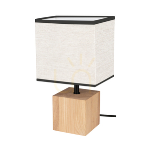 Arden Table Lamp, Oiled Oak/Black, Beige-Black Lampshade, 1xE27, 17 cm small 0