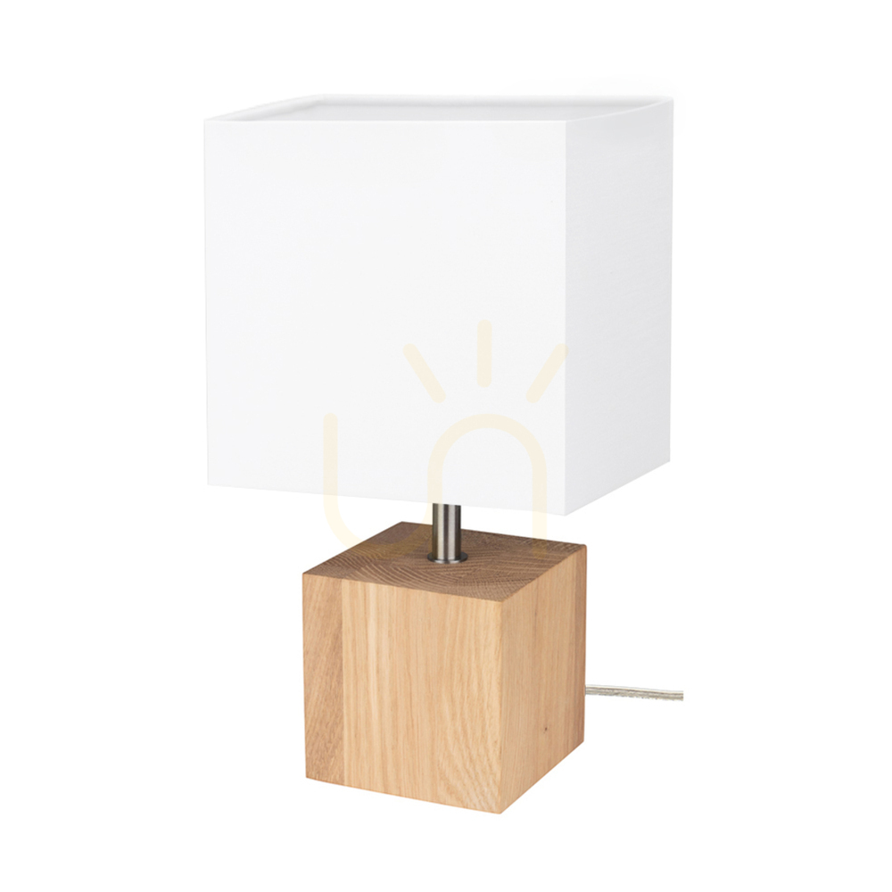 Check Arden Table Lamp, Oiled Oak/Satin, White Lampshade, 1xE27, 17 cm Arden Table Lamp, Oiled Oak/Satin, White Lampshade, 1xE27, 17 cm