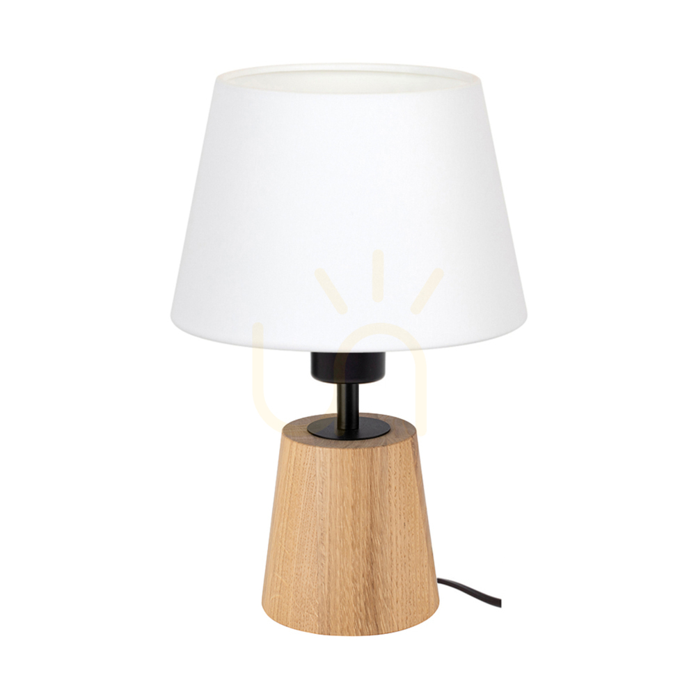 Check Arden Table Lamp, Oiled Oak/Black, White Lampshade, 1xE27, Ø20 cm Arden Table Lamp, Oiled Oak/Black, White Lampshade, 1xE27, Ø20 cm