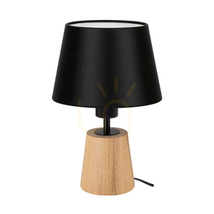 Arden Table Lamp, Oiled Oak/Black, Black Lampshade, 1xE27, Ø20 cm small 0