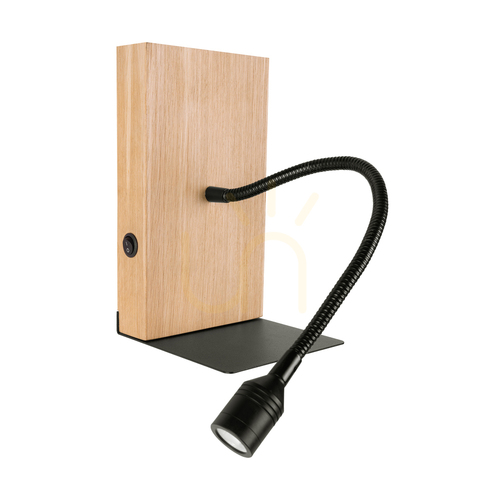 Check Lector Wall Sconce, Oiled Oak/Black, 1xLED 2.8 W, 12 cm