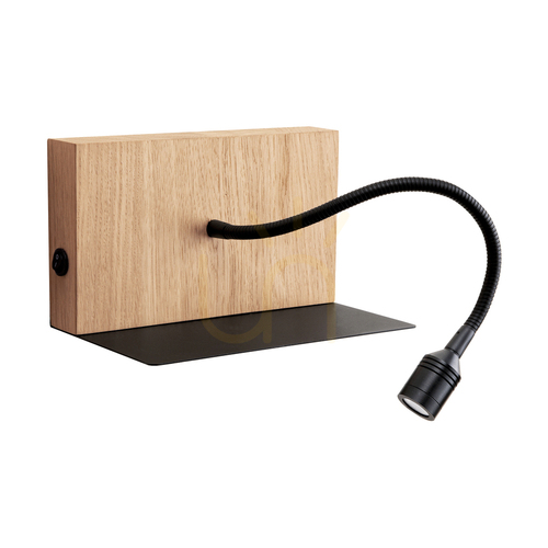 Check Lector Wall Sconce, Oiled Oak/Black, 1xLED 2.8 W, 19 cm