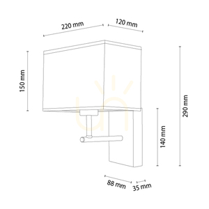 Lector Wall Sconce, Oiled Oak/Black, White Shade, 1xE27, 22 cm small 1
