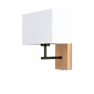 Lector Wall Sconce, Oiled Oak/Black, White Shade, 1xE27, 22 cm small 0