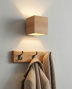 Block Wall Sconce, Oiled Oak/Black, 1xG9, 13 cm small 1