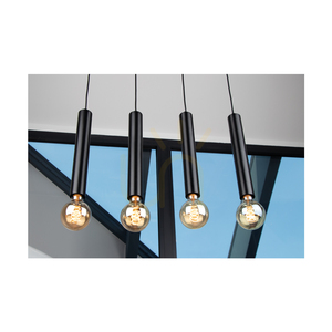 Barrel Pendant Light 4xE27 Max. 60W Black/Black/Black PVC 66 cm small 3