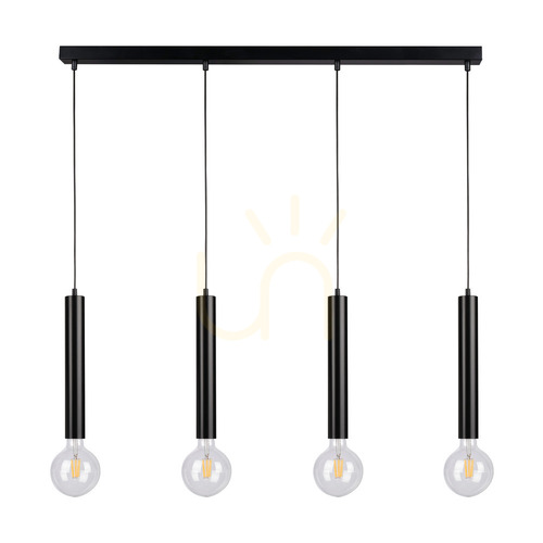 Check Barrel Pendant Light 4xE27 Max. 60W Black/Black/Black PVC 66 cm