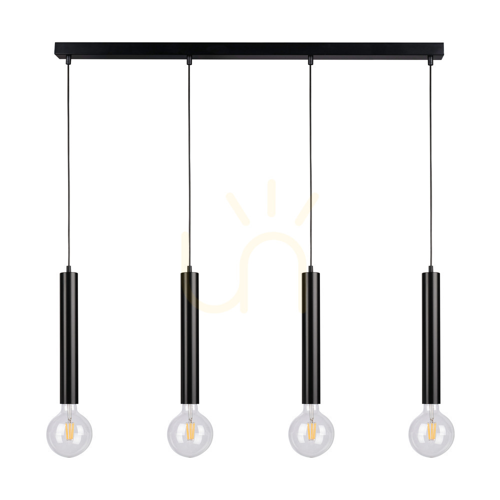 Barrel Pendant Light 4xE27 Max. 60W Black/Black/Black PVC 66 cm