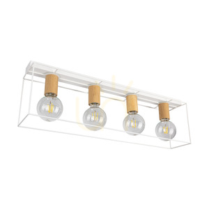 Gretter Ceiling Light, 4xE27, Max. 60W, White/Oiled Oak, 75 cm small 0