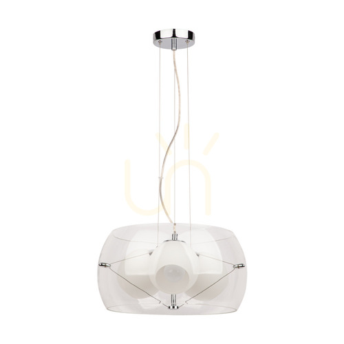 Check Lola Pendant Light 3xE27 Max. 40W Chrome/Clear/White/Clear Ø42 cm