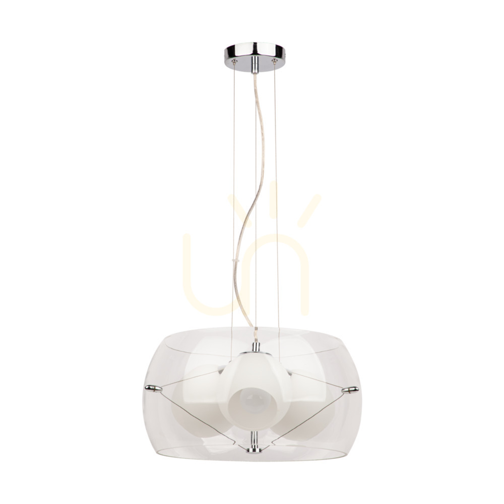 Lola Pendant Light 3xE27 Max. 40W Chrome/Clear/White/Clear Ø42 cm