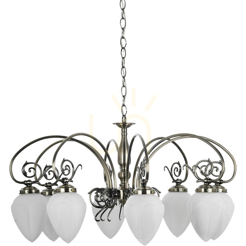 Check Bossa Chandelier, 8xE14, 60W, Patina/White, Ø74 cm