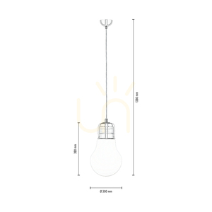 Bulb Pendant Light, 1xE27, Max. 60W, Chrome/Clear/White, Ø30 cm small 5