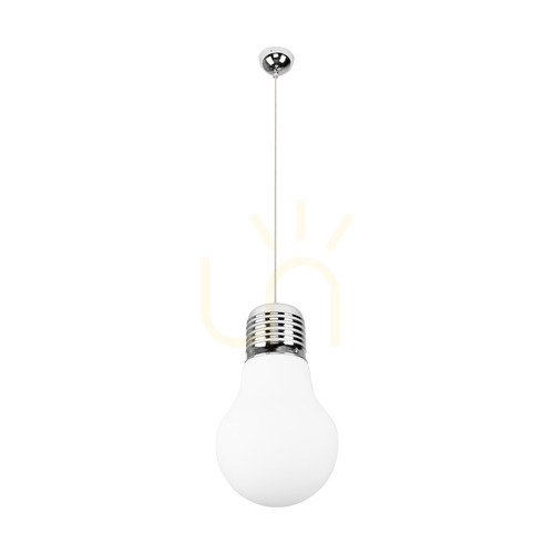 Check Bulb Pendant Light, 1xE27, Max. 60W, Chrome/Clear/White, Ø30 cm