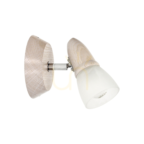 Check Julietta Wall Sconce 1xE14 Max. 40W Bleached Oak/Chrome/White 17 cm